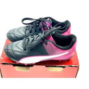 Puma Adreno II FG Jr Black-White-Pink Junior‎ / Kids Soccer Cleats Size 2C US